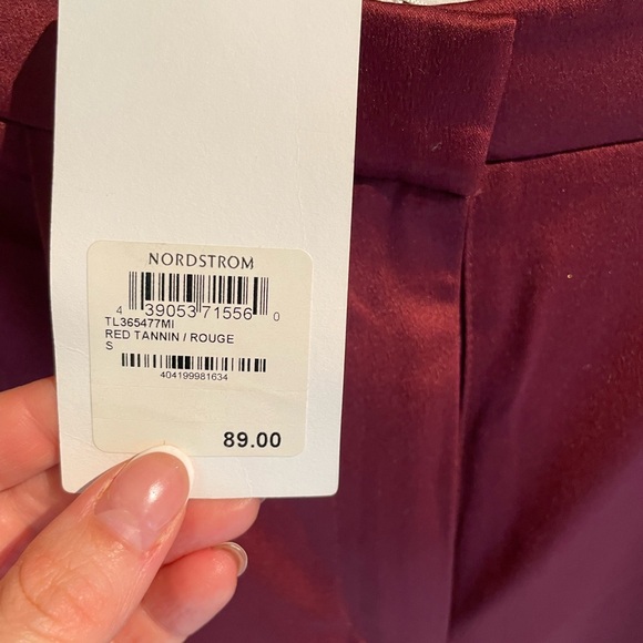 Leith burgundy satin like pants size Small - Picture 2 of 3